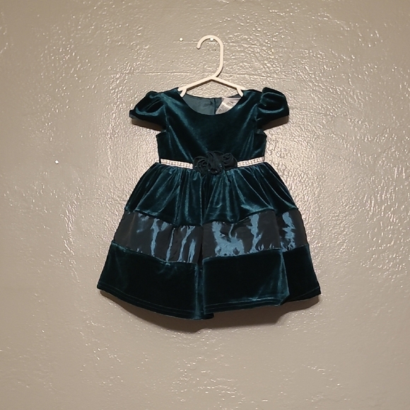 Blueberi Boulevard Deep Green Velvet Dress NWT RV $70 12 Months - Picture 1 of 10
